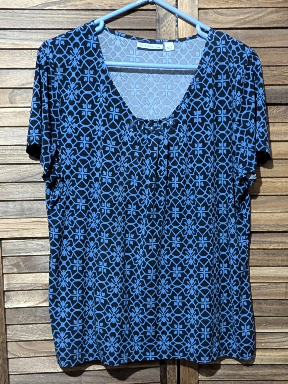 Croft & Barrow Geometric Print Classic Tee Blouse - Size Large